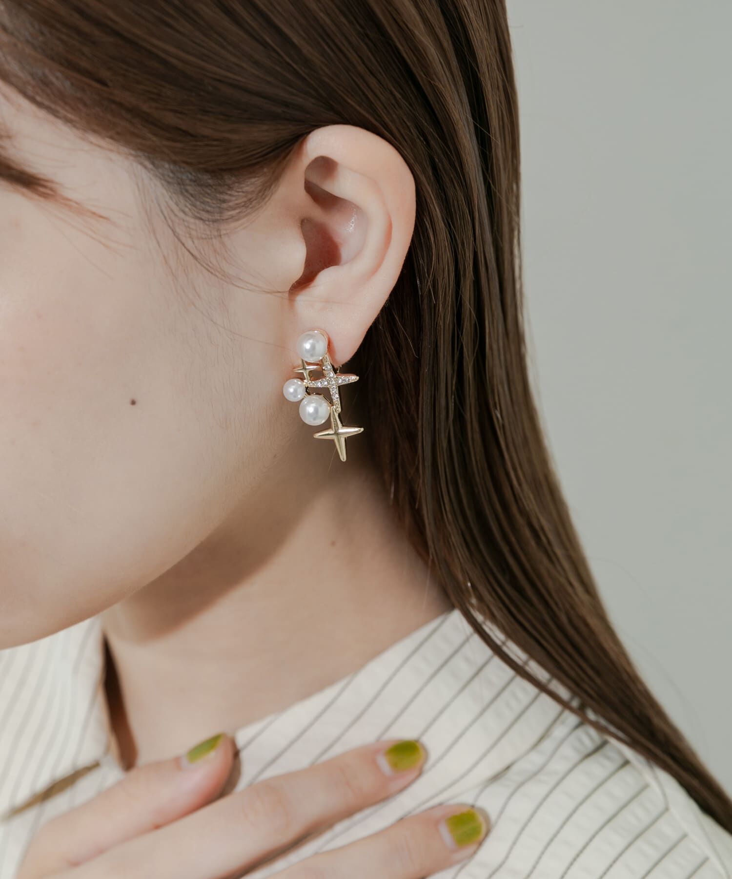 SMELLY「スパークリーパールビジュイヤリング」|イヤリング|