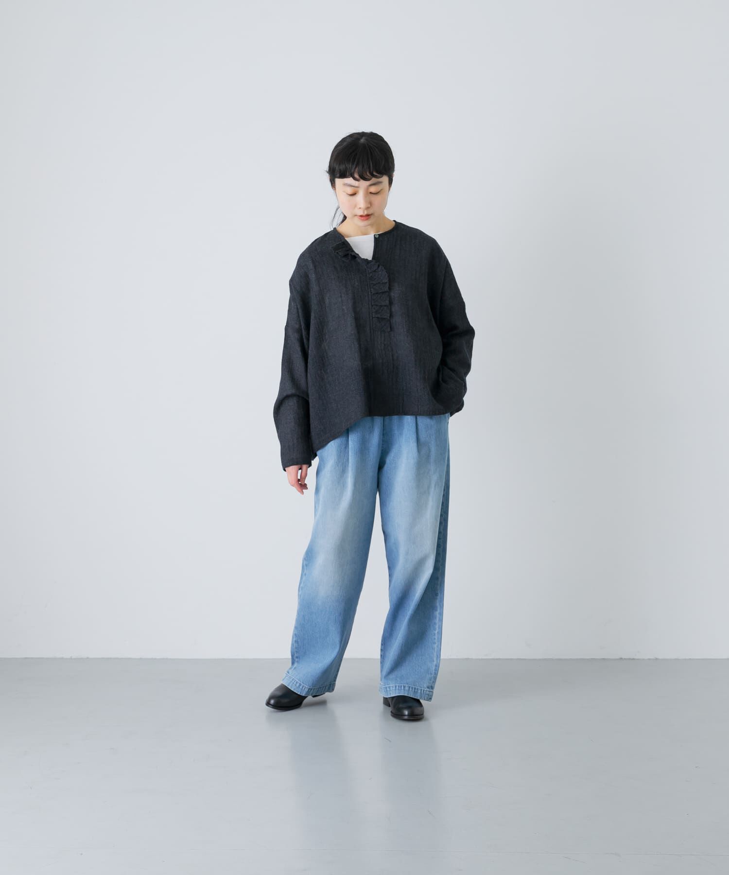 かぐれ「ウールワイドフリルプルオーバー」|シャツ・ブラウス|