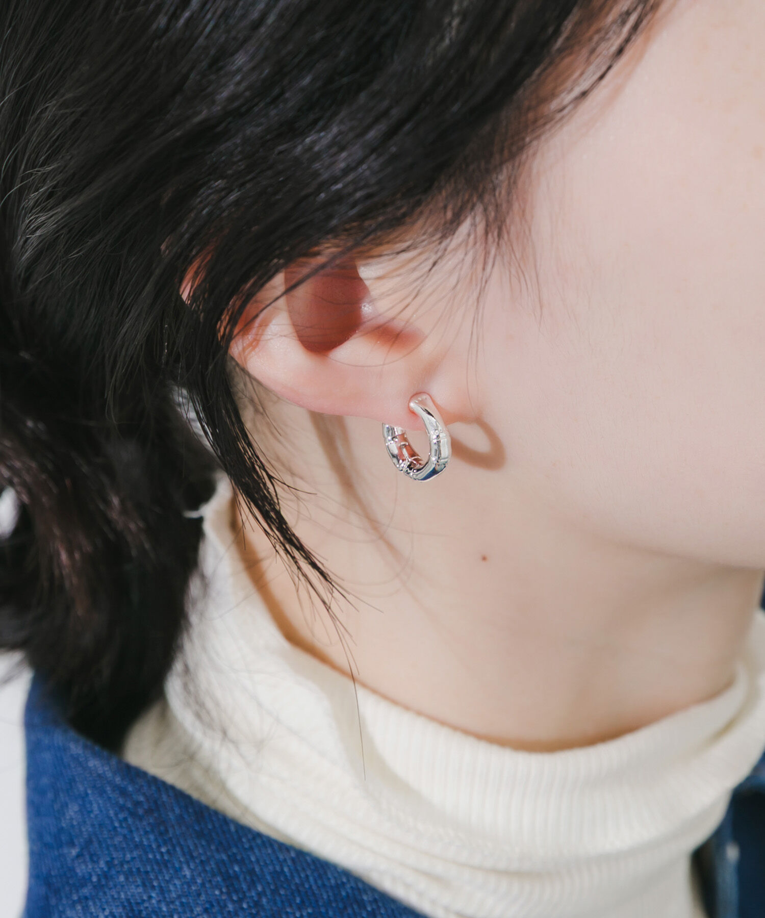 SMELLY「メタルバンブーワンタッチフープイヤリング」|イヤリング|