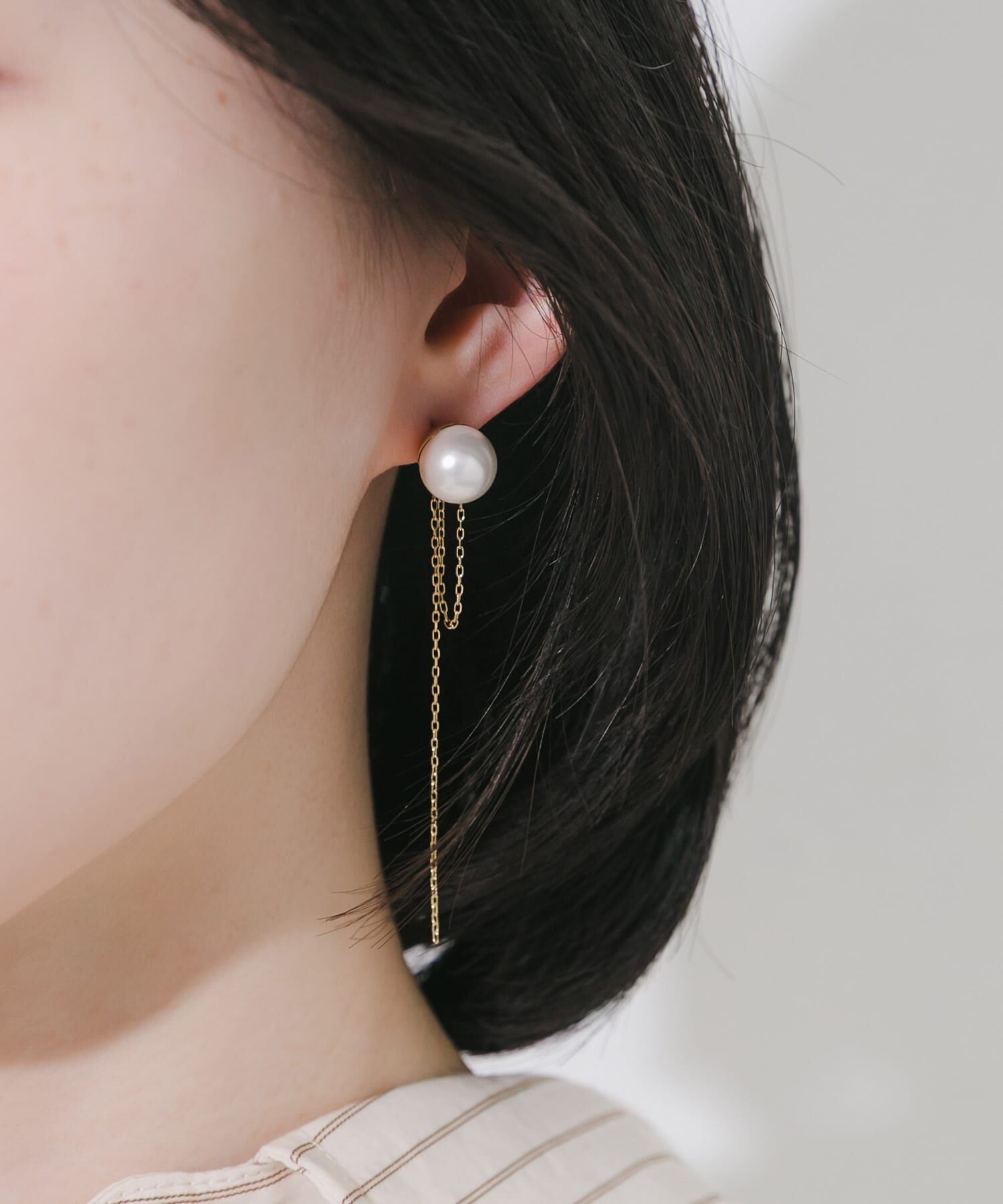 SMELLY「ステンレスパールチェーンピアス」|ピアス|