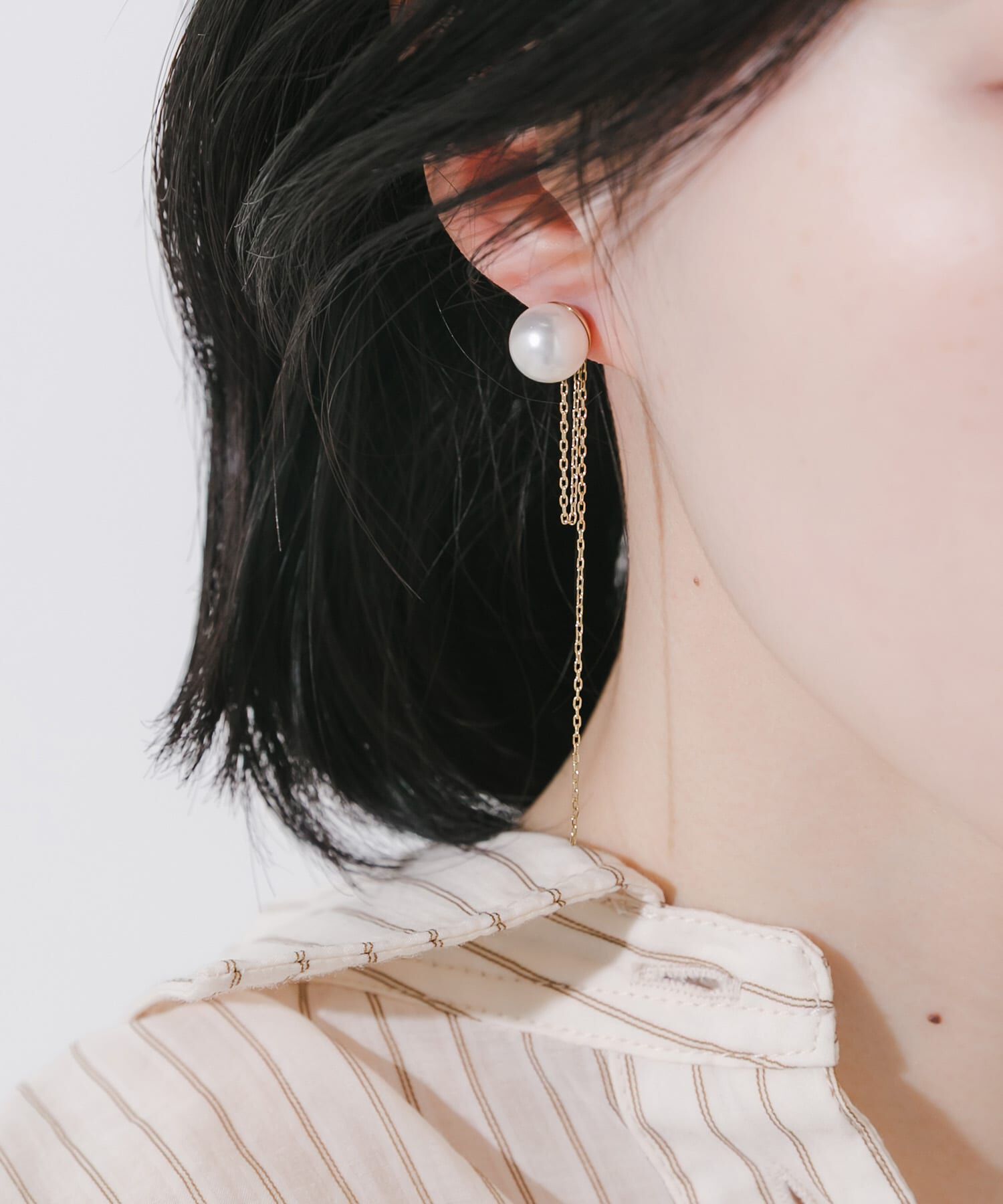 SMELLY「ステンレスパールチェーンピアス」|ピアス|