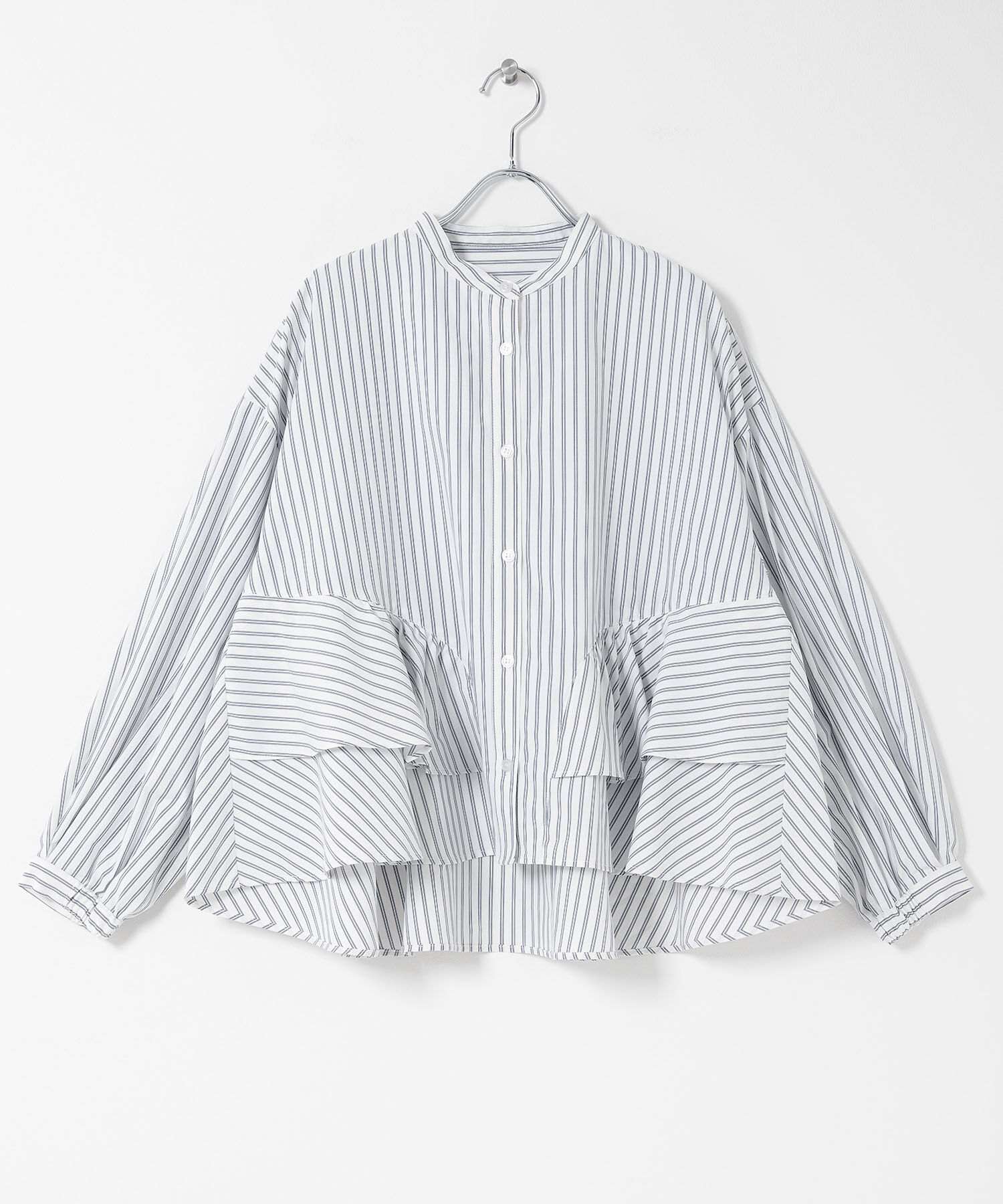 Sonny Label 「『WEB限定』バンドカラーフリルストライプシャツ」|シャツ・ブラウス|