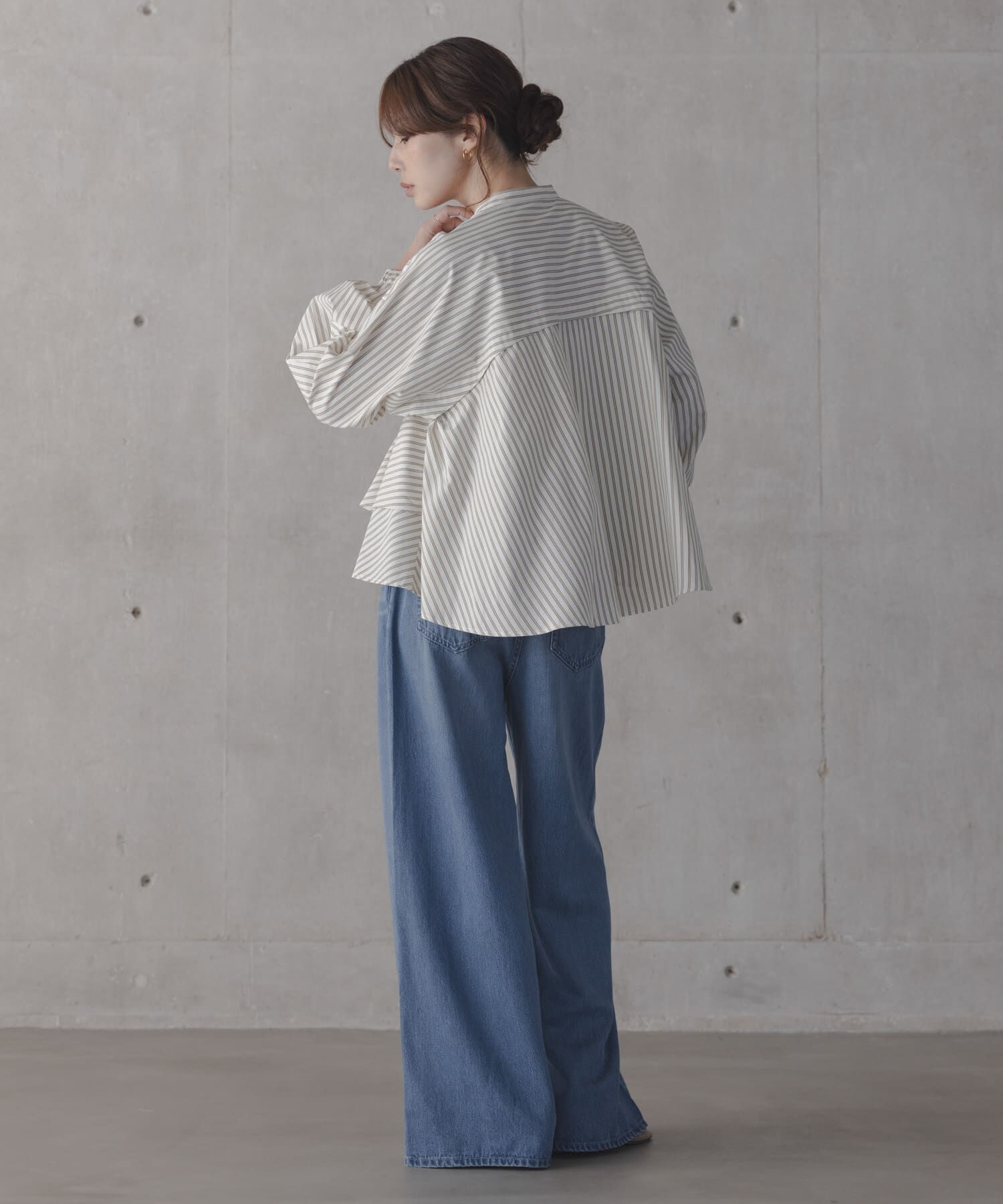 Sonny Label 「『WEB限定』バンドカラーフリルストライプシャツ」|シャツ・ブラウス|