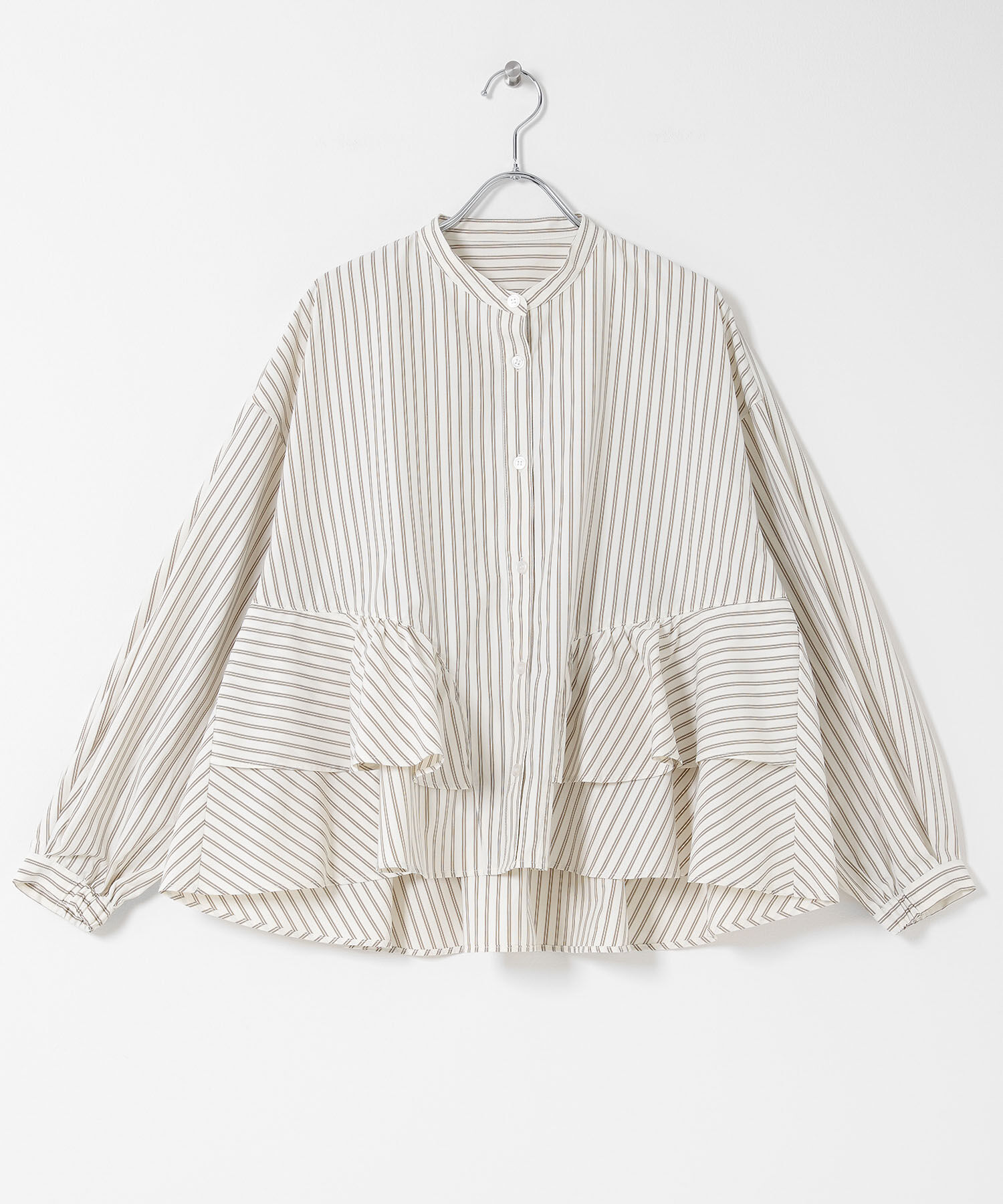 Sonny Label 「『WEB限定』バンドカラーフリルストライプシャツ」|シャツ・ブラウス|