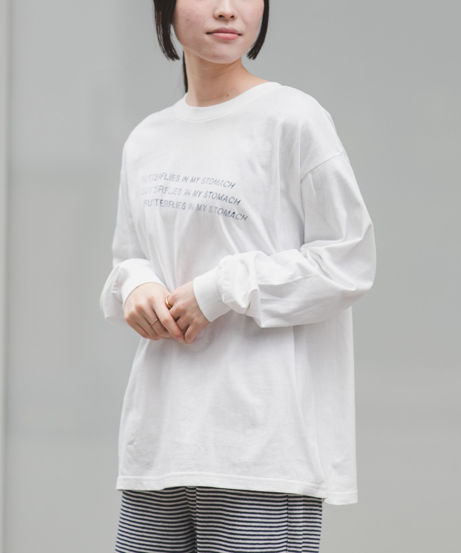 URBAN RESEARCH DOORS「FORK&SPOON　ピグメントプリントロングスリーブTシャツ」|Tシャツ・カットソー|オフホワイト