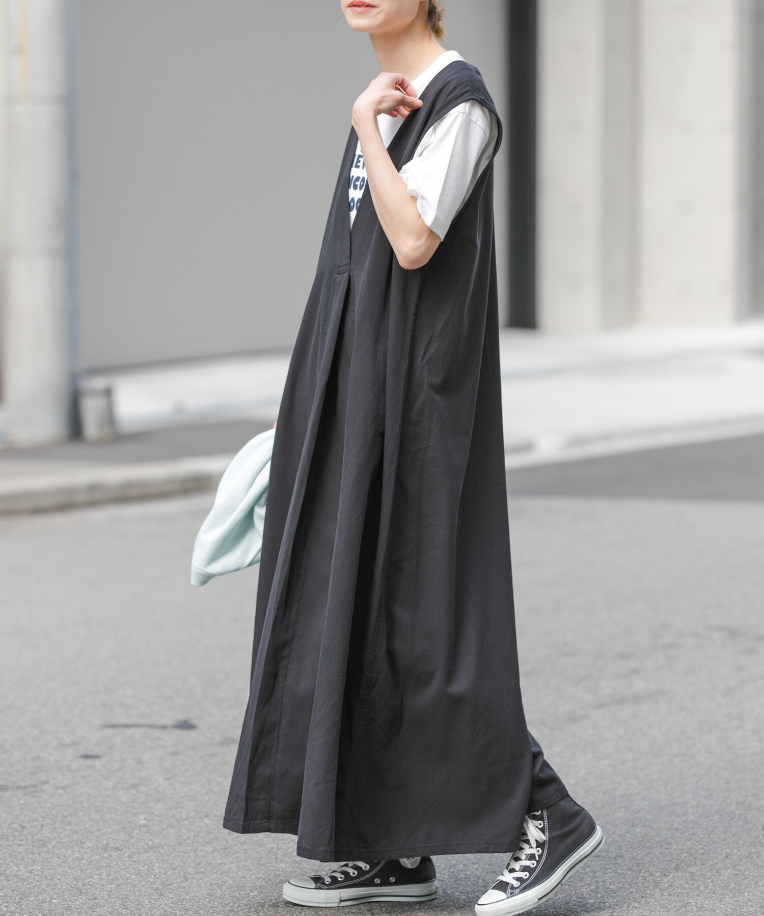 URBAN RESEARCH DOORS「FORK&SPOON　フロントタックフレアワンピース」|ワンピース|ブラック