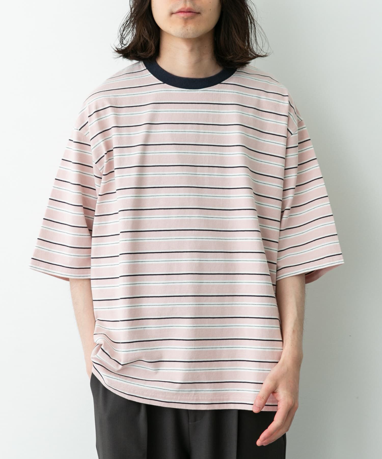 Sonny Label 「マルチボーダーショートスリーブTシャツ」|Tシャツ・カットソー|ピンク系その他