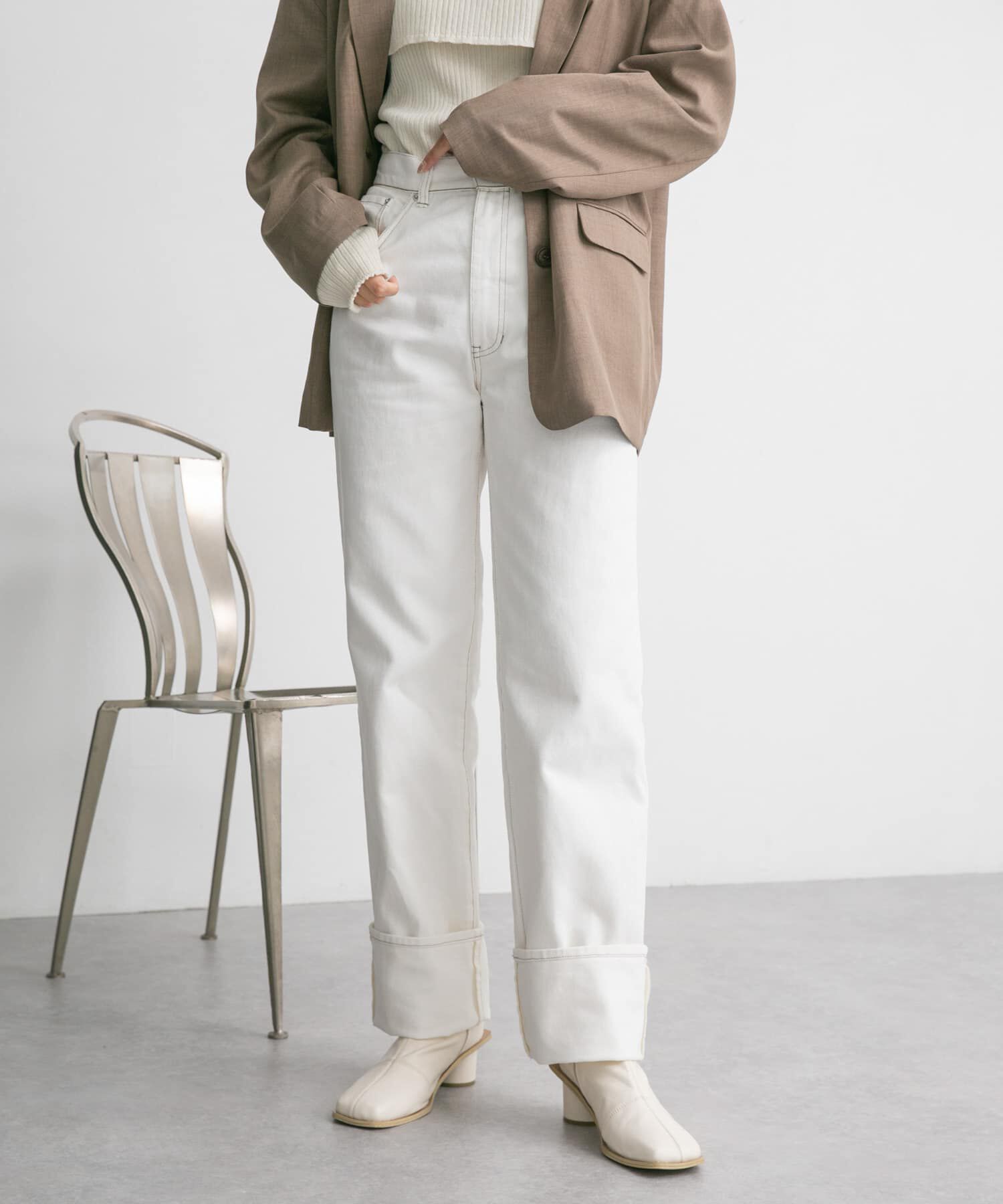  「ターンアップストレートデニム」|デニム|