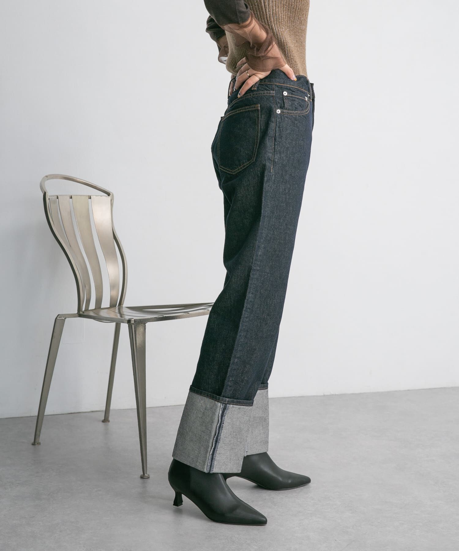  「ターンアップストレートデニム」|デニム|