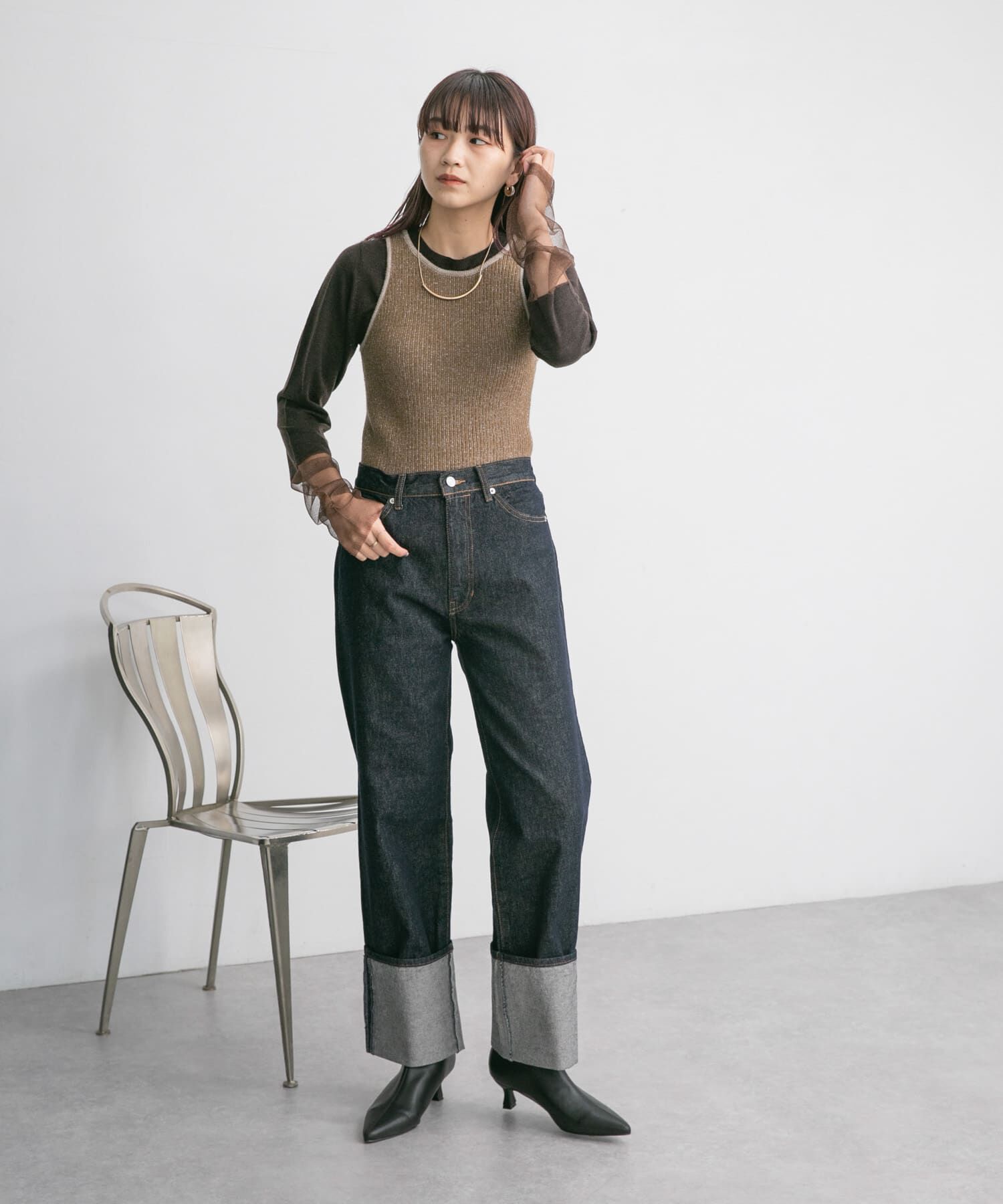  「ターンアップストレートデニム」|デニム|