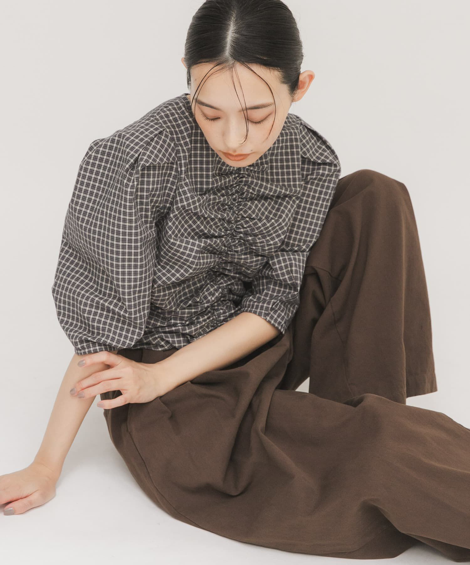  「フロントギャザーコンパクトブラウス」|シャツ・ブラウス|