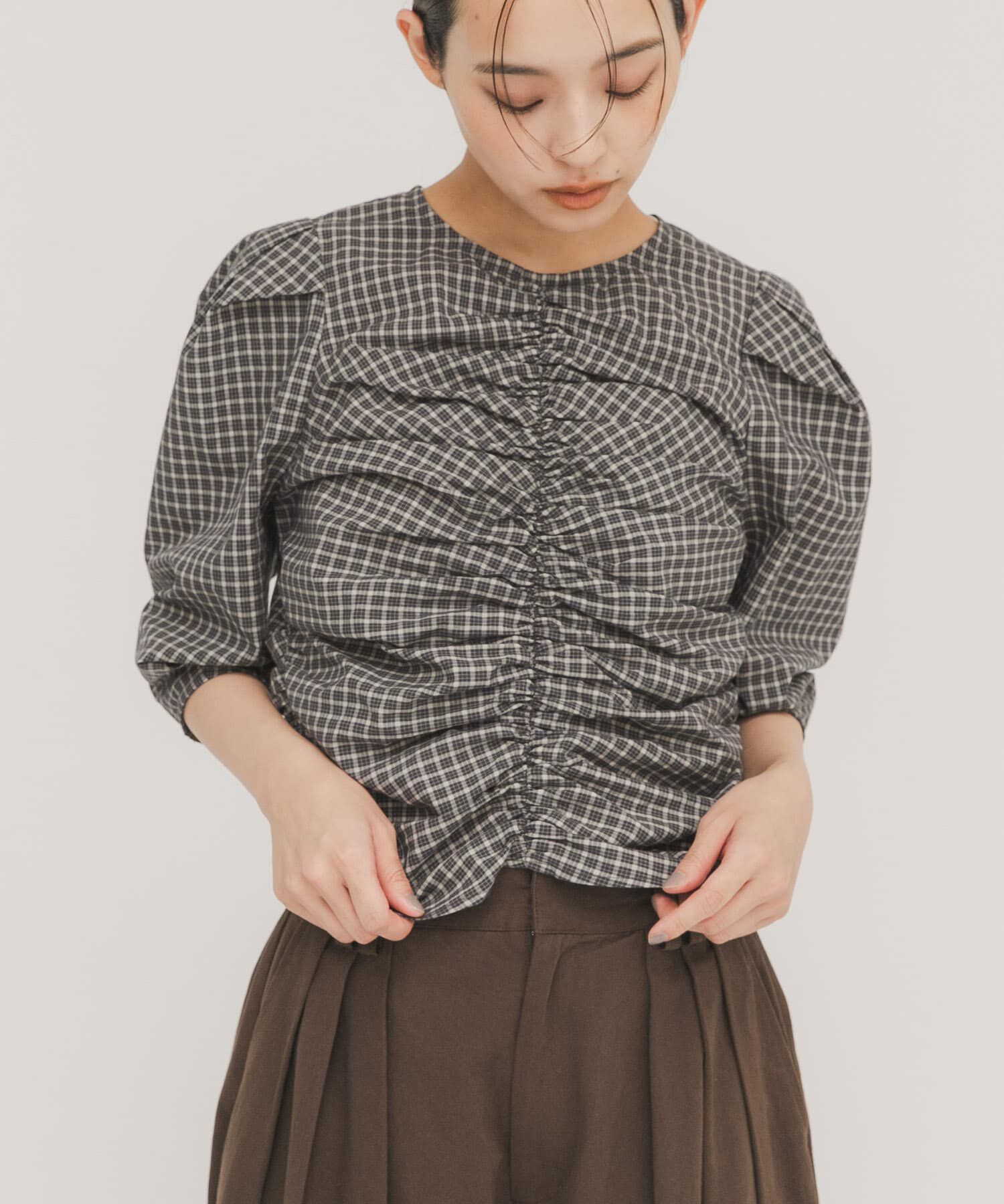  「フロントギャザーコンパクトブラウス」|シャツ・ブラウス|