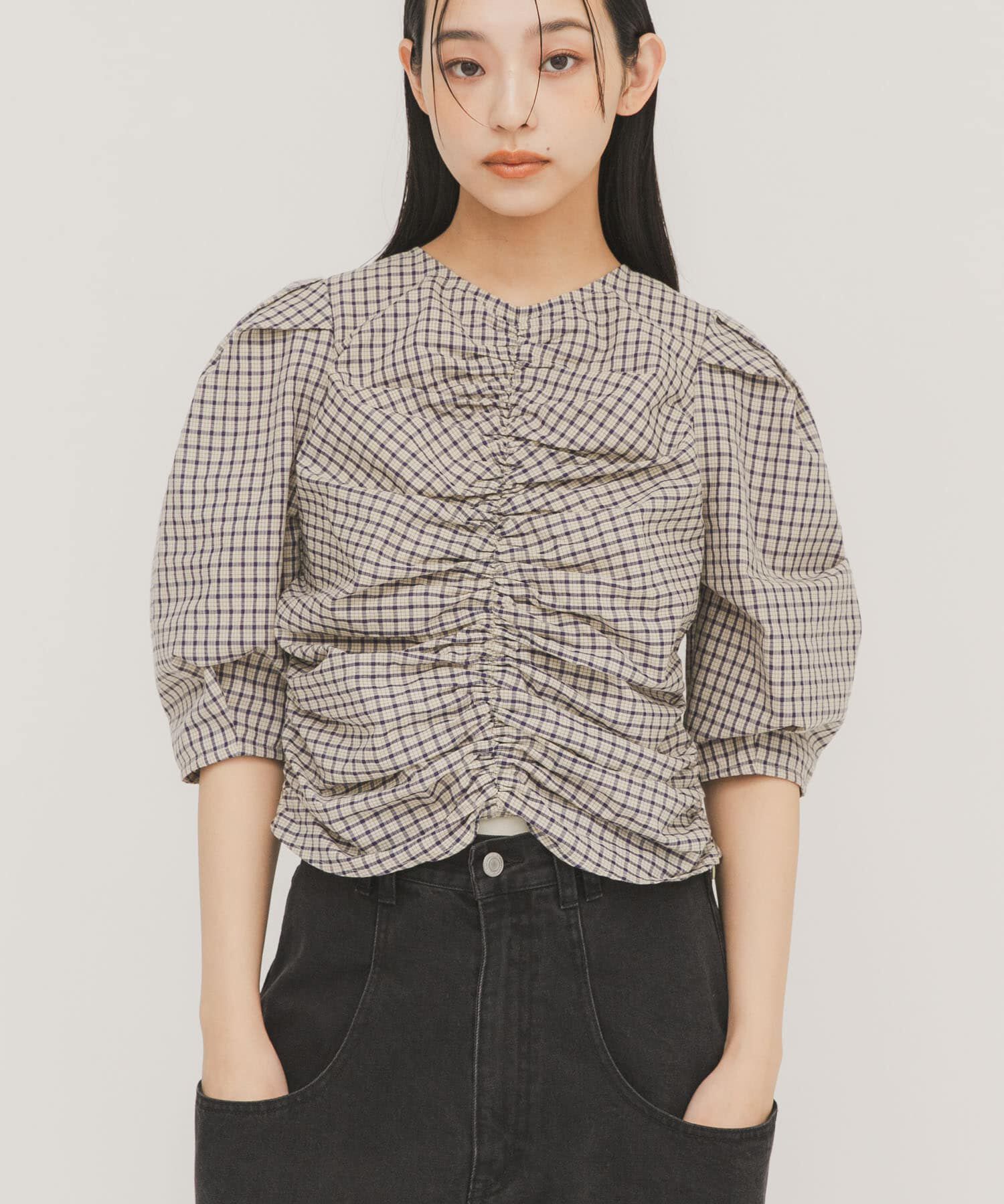  「フロントギャザーコンパクトブラウス」|シャツ・ブラウス|