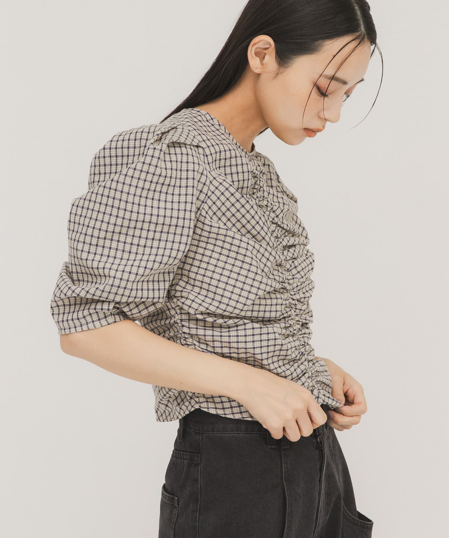  「フロントギャザーコンパクトブラウス」|シャツ・ブラウス|