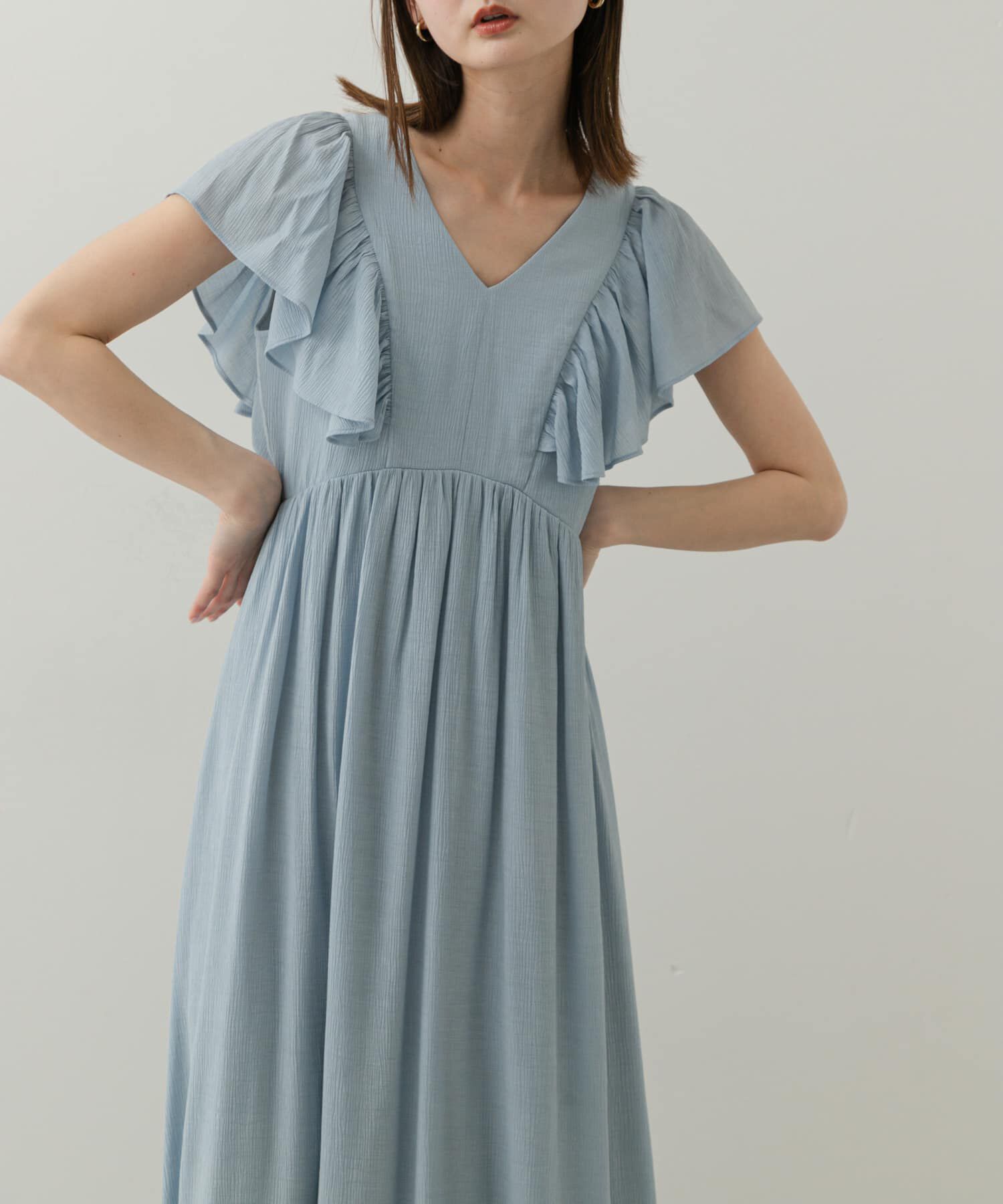 SENSE OF PLACE by URBAN RESEARCH「Vネックウエストマークフリルワンピース」|ワンピース|