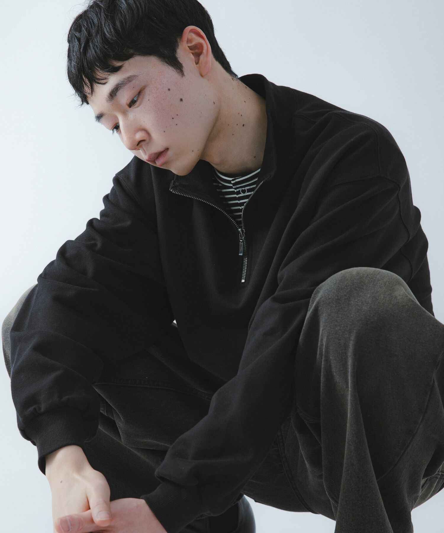 SENSE OF PLACE by URBAN RESEARCH「『洗濯可/撥水/防花粉』SKIN Proofハーフジップスウェット」|スウェット・ジャージ|ブラック