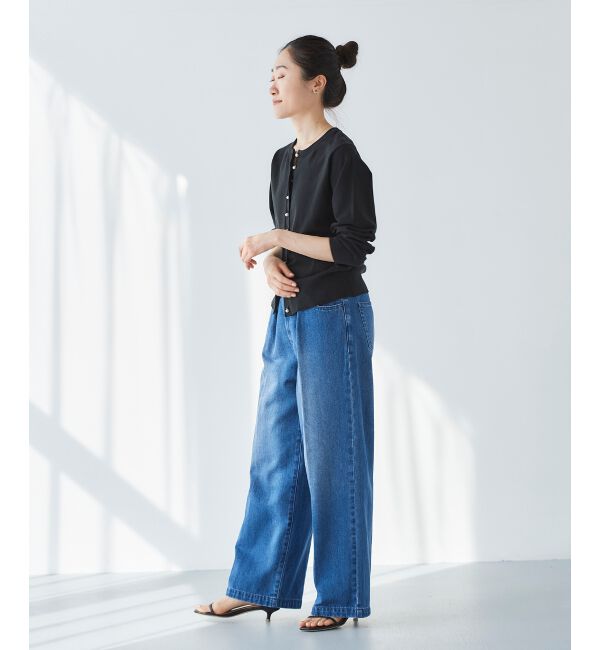 le.coeur blanc「タックワイドデニムパンツ」|デニム|