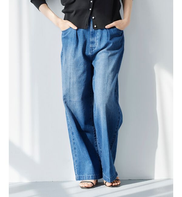 le.coeur blanc「タックワイドデニムパンツ」|デニム|