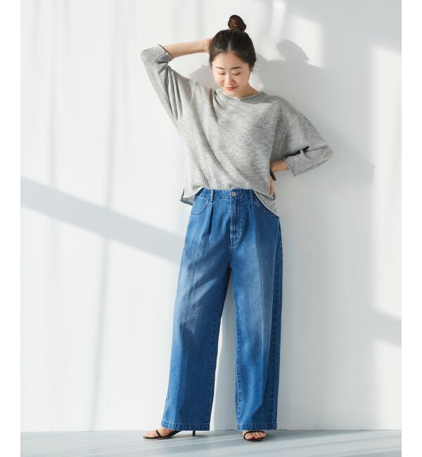 le.coeur blanc「タックワイドデニムパンツ」|デニム|