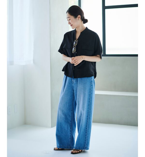 le.coeur blanc「タックワイドデニムパンツ」|デニム|