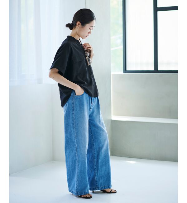 le.coeur blanc「タックワイドデニムパンツ」|デニム|