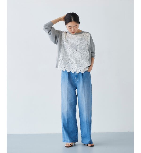 le.coeur blanc「タックワイドデニムパンツ」|デニム|