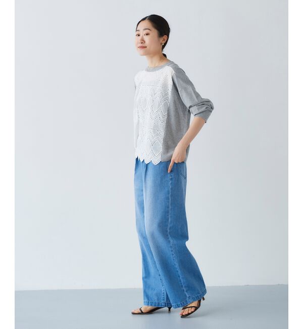 le.coeur blanc「タックワイドデニムパンツ」|デニム|