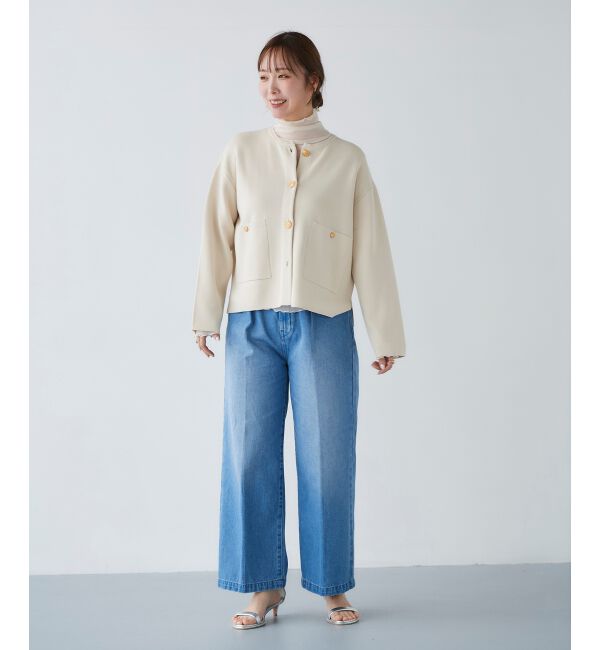 le.coeur blanc「タックワイドデニムパンツ」|デニム|