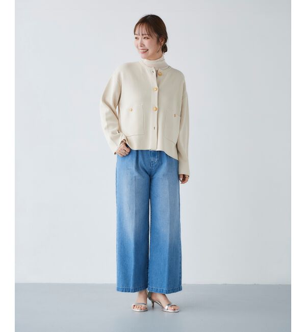 le.coeur blanc「タックワイドデニムパンツ」|デニム|