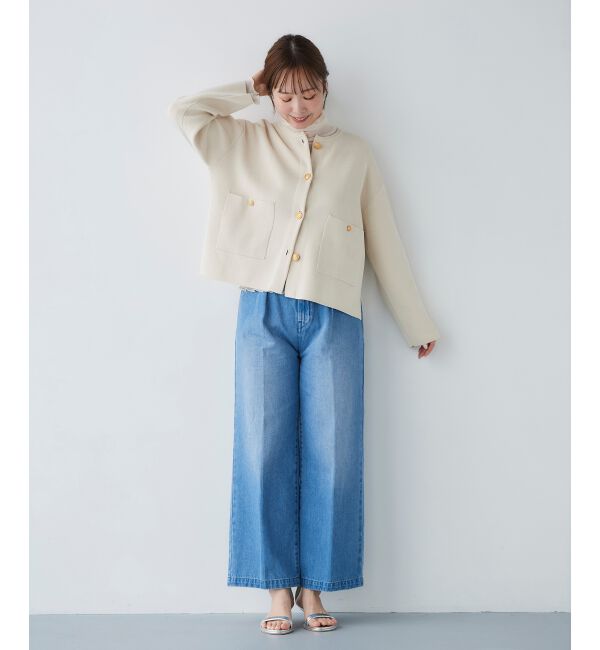 le.coeur blanc「タックワイドデニムパンツ」|デニム|