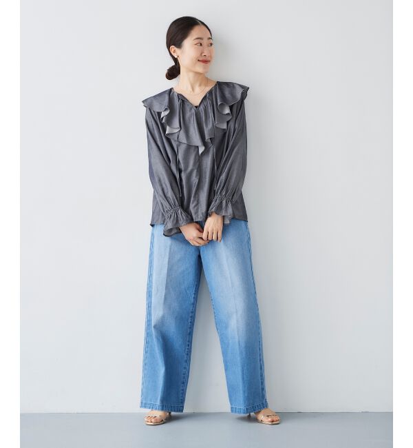 le.coeur blanc「タックワイドデニムパンツ」|デニム|