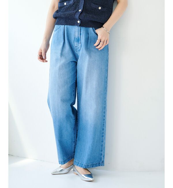 le.coeur blanc「タックワイドデニムパンツ」|デニム|