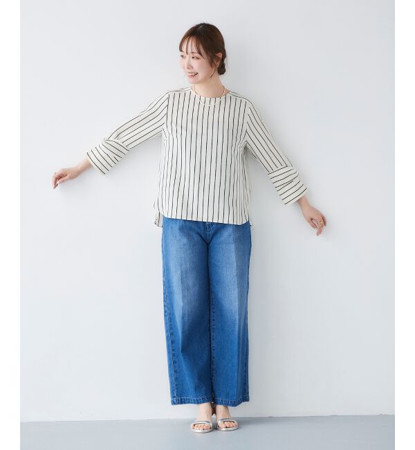 le.coeur blanc「タックワイドデニムパンツ」|デニム|