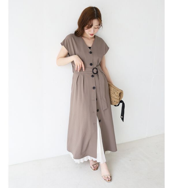  「《WEB限定アイテム》リネンライクフロントボタンワンピース」|ワンピース|