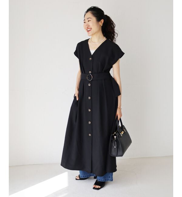  「《WEB限定アイテム》リネンライクフロントボタンワンピース」|ワンピース|