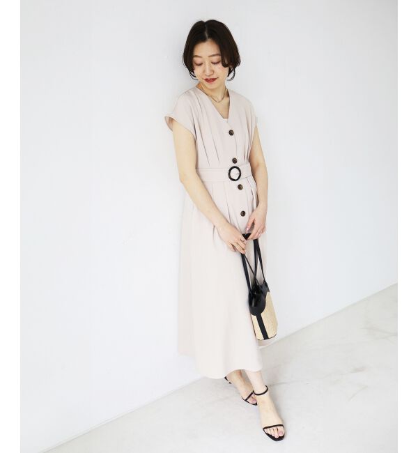  「《WEB限定アイテム》リネンライクフロントボタンワンピース」|ワンピース|