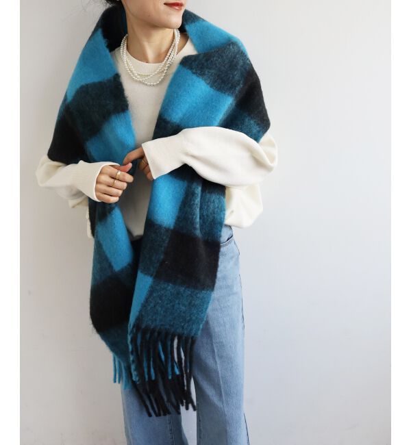  「《WEB限定アイテム》ビッグフリンジチェックストール」|ストール|