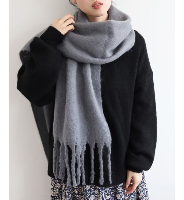  「《WEB限定アイテム》ビッグフリンジストール」|ストール|グレー