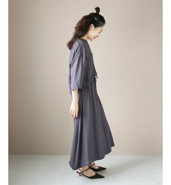  「リネンライクハーフスリーブワンピース」|ワンピース|
