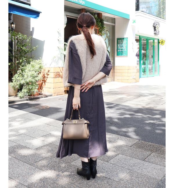  「リネンライクハーフスリーブワンピース」|ワンピース|