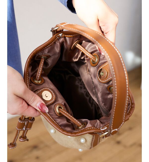  「パール付き巾着トート」|トートバッグ|