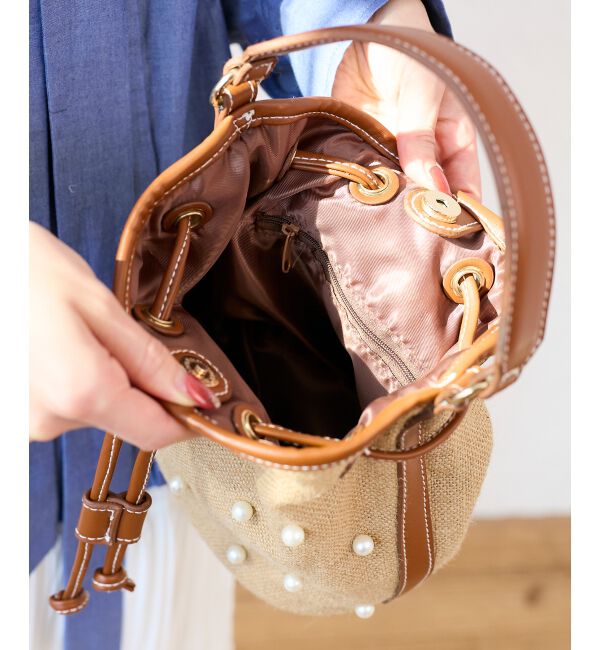  「パール付き巾着トート」|トートバッグ|