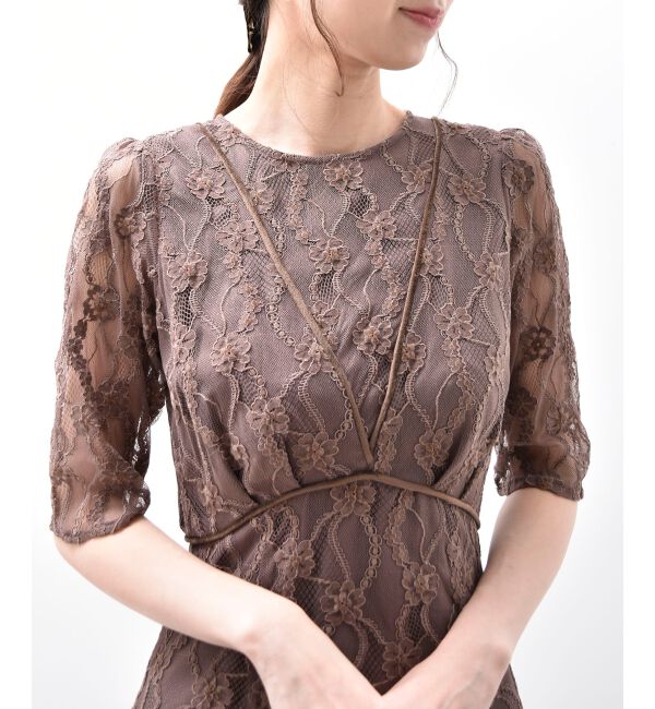 MAJESTICLEGON「パイピングモールレースドレス」|ドレス|