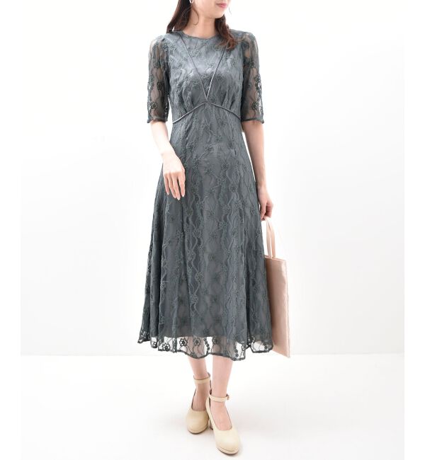 MAJESTICLEGON「パイピングモールレースドレス」|ドレス|