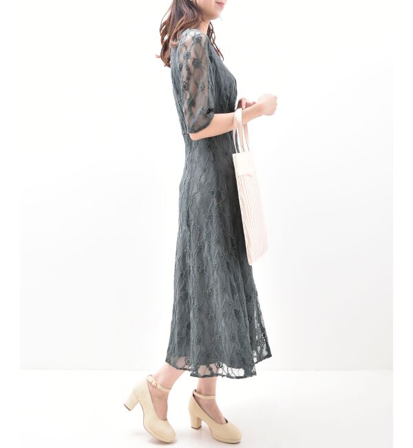 MAJESTICLEGON「パイピングモールレースドレス」|ドレス|