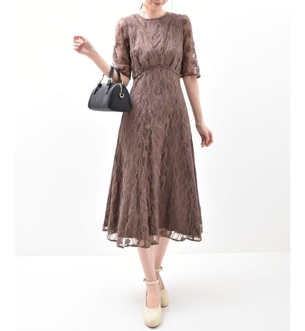 MAJESTICLEGON「パイピングモールレースドレス」|ドレス|