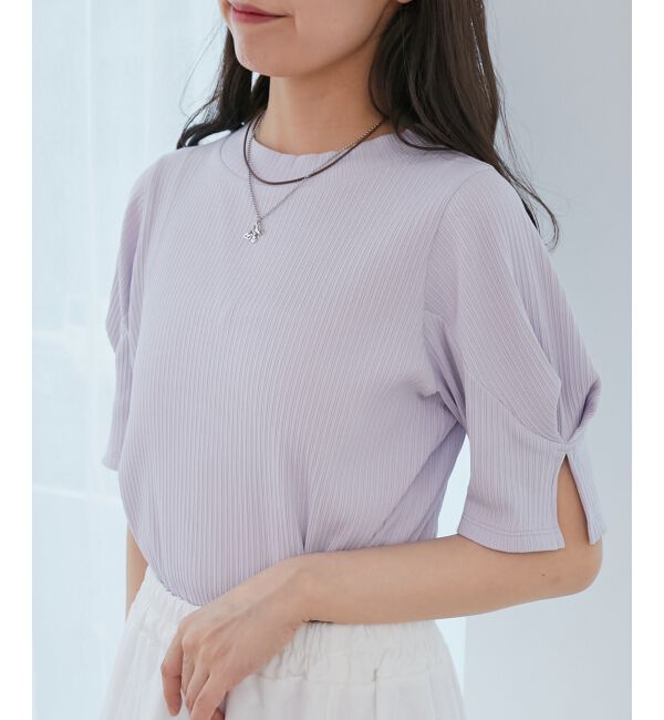  「タックスリーブトップス」|Tシャツ・カットソー|ラベンダー