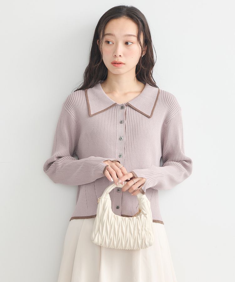 earth music&ecology「バイカラートリムニットカーディガン」|カーディガン|