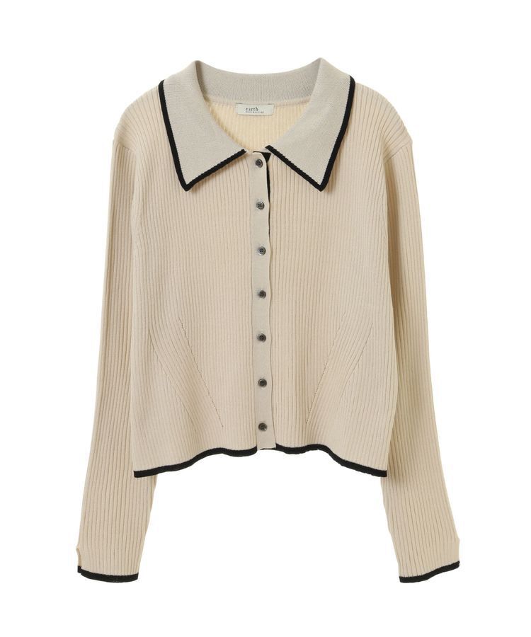 earth music&ecology「バイカラートリムニットカーディガン」|カーディガン|