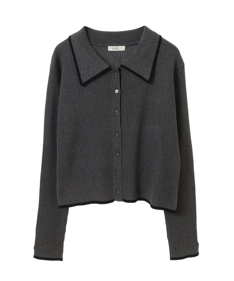 earth music&ecology「バイカラートリムニットカーディガン」|カーディガン|